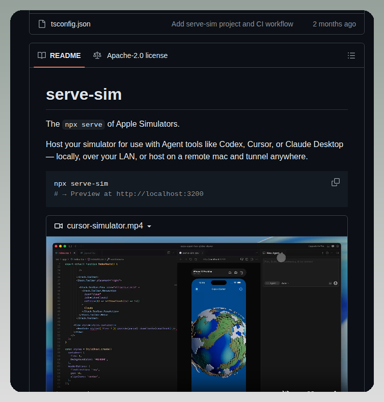 Evanbacon Serve Sim screenshot