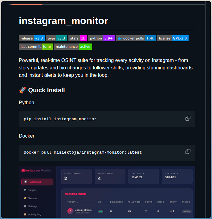 Misiektoja Instagram_monitor screenshot