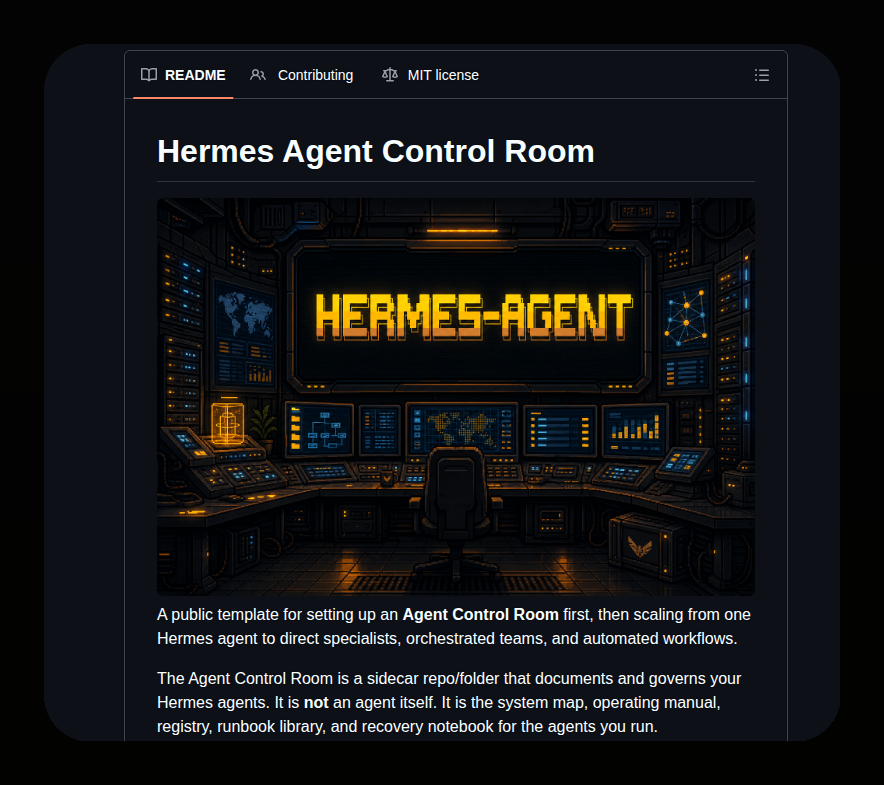 Cryptodmitry Hermes Agent Control Room screenshot