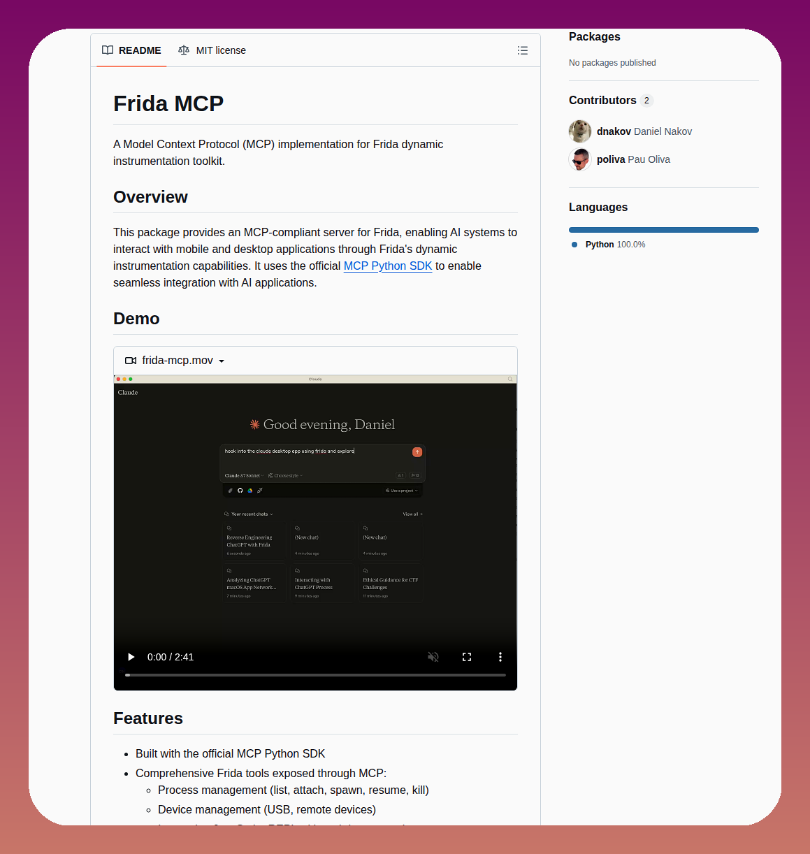Dnakov Frida Mcp screenshot