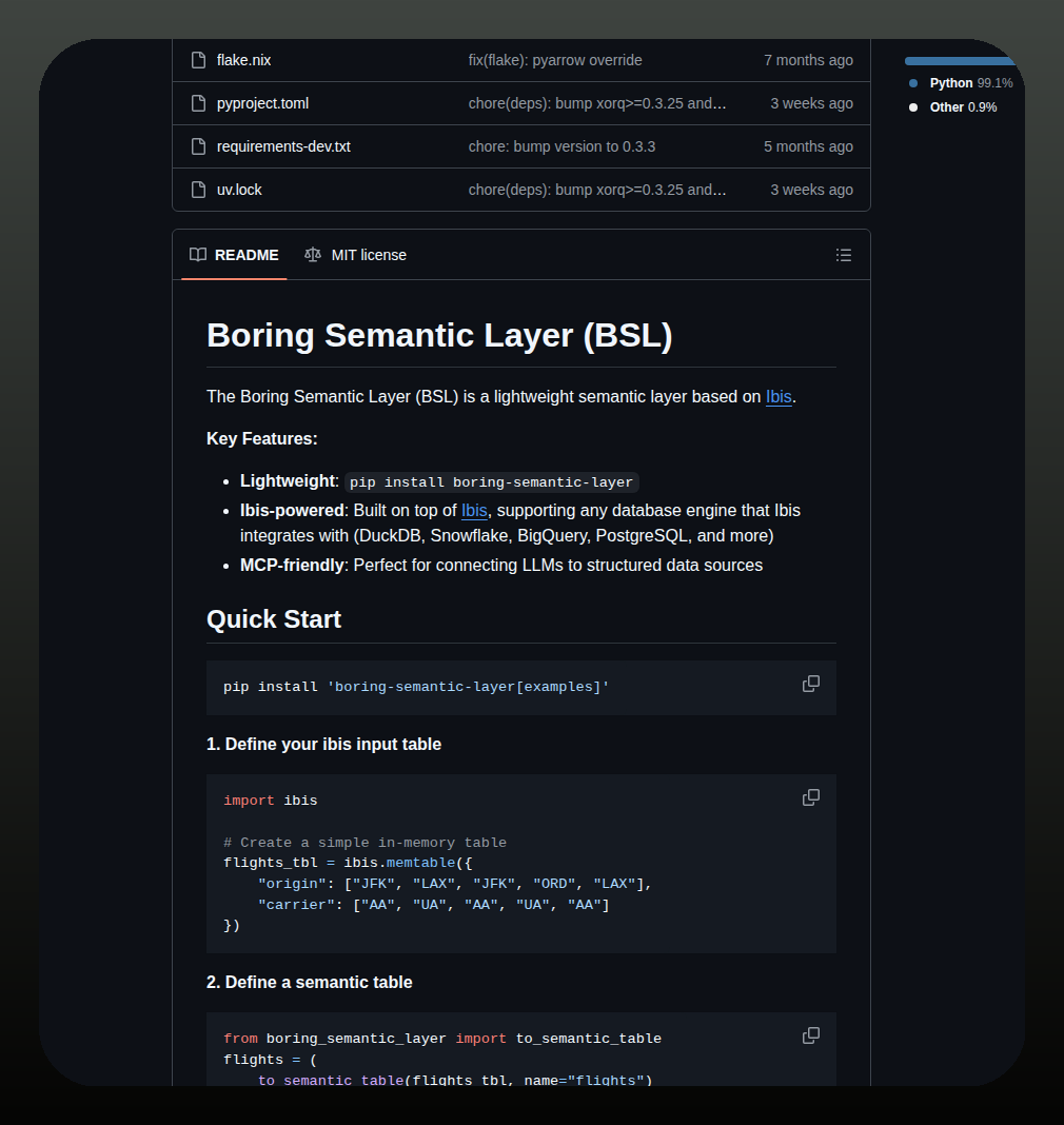 Boringdata Boring Semantic Layer screenshot