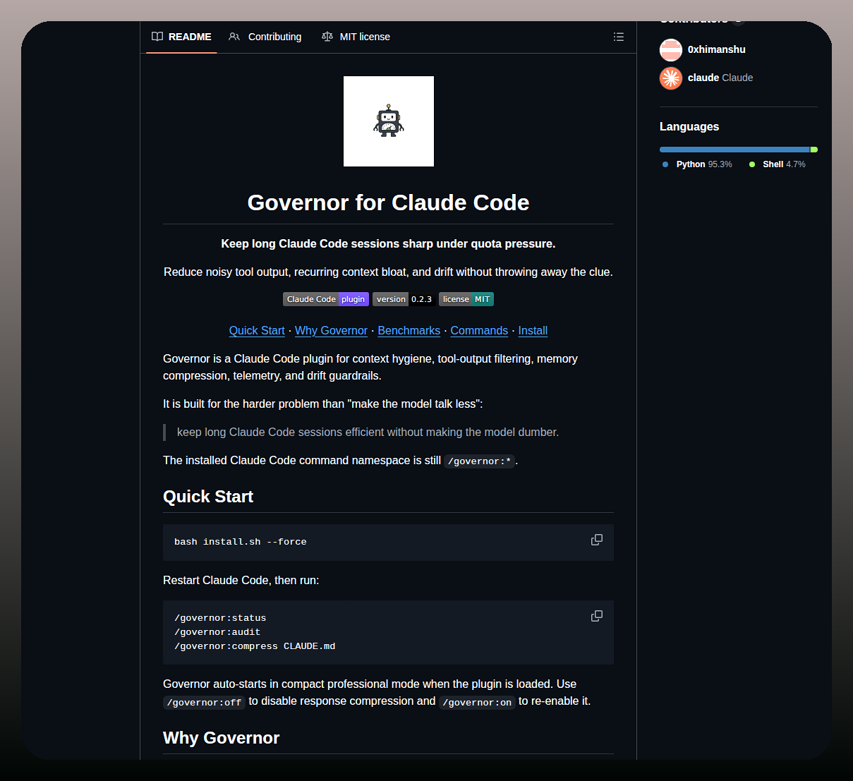 0xhimanshu Governor screenshot