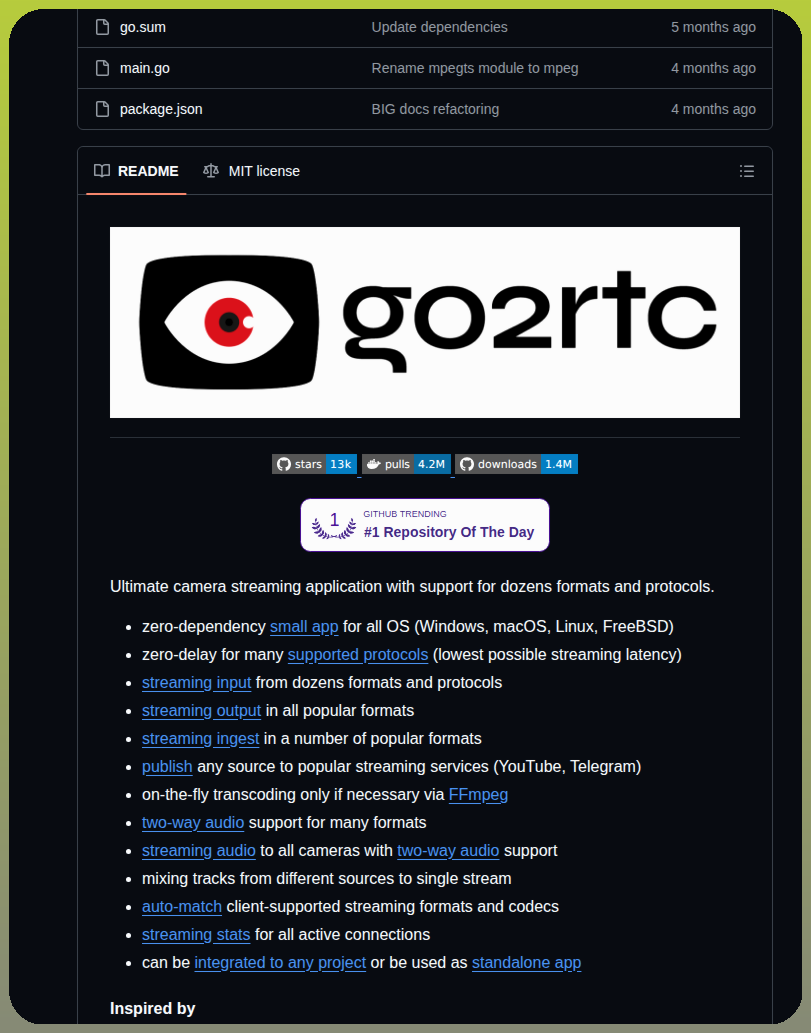 Alexxit Go2rtc screenshot