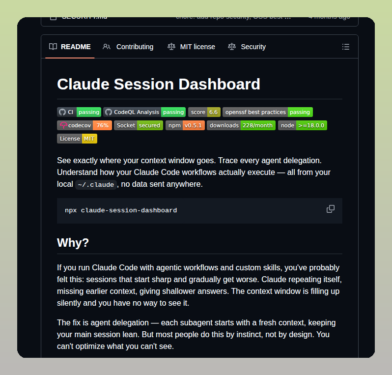 Dlupiak Claude Session Dashboard screenshot