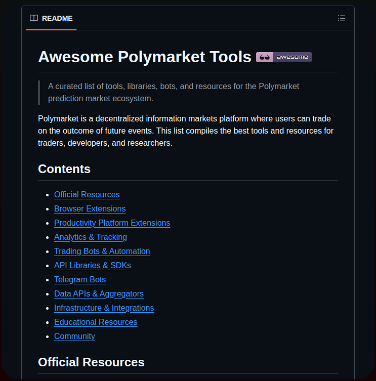 Harish Garg Awesome Polymarket Tools screenshot