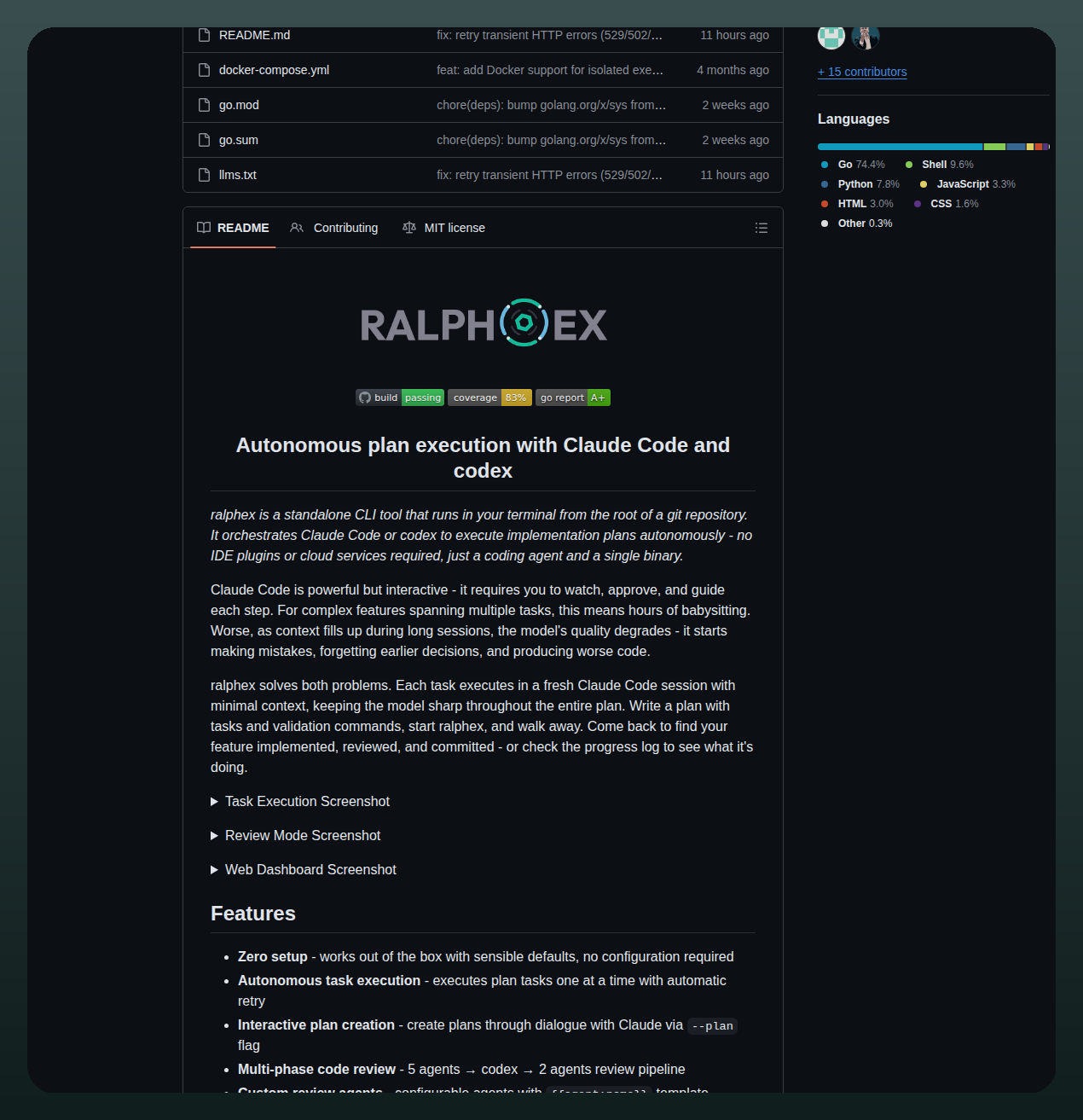 Umputun Ralphex screenshot