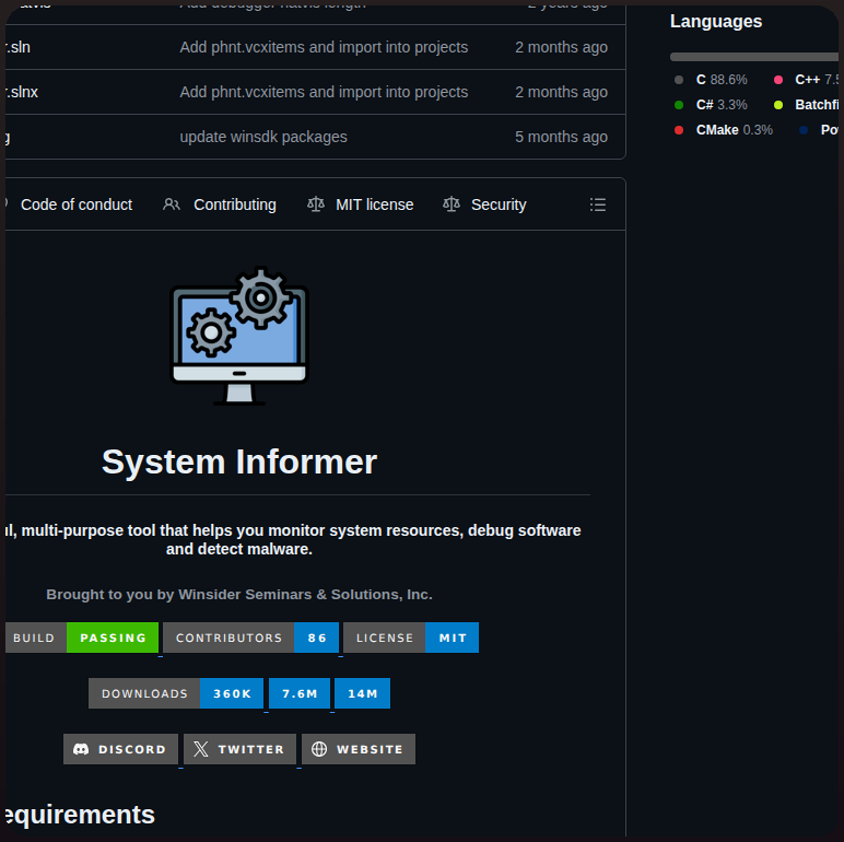 Winsiderss Systeminformer screenshot
