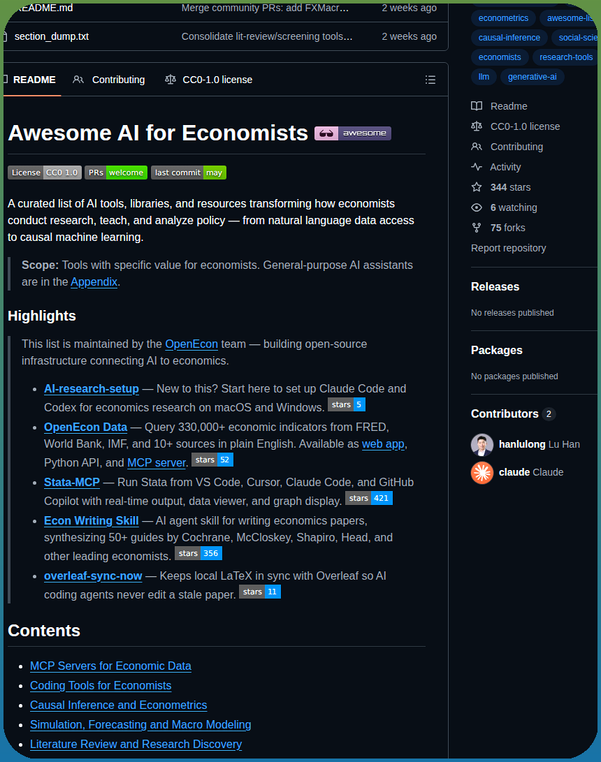 Hanlulong Awesome Ai For Economists screenshot