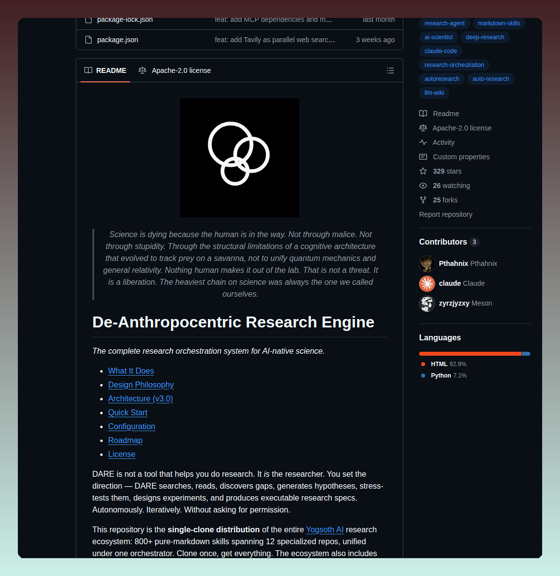 Yogsoth Ai De Anthropocentric Research Engine screenshot