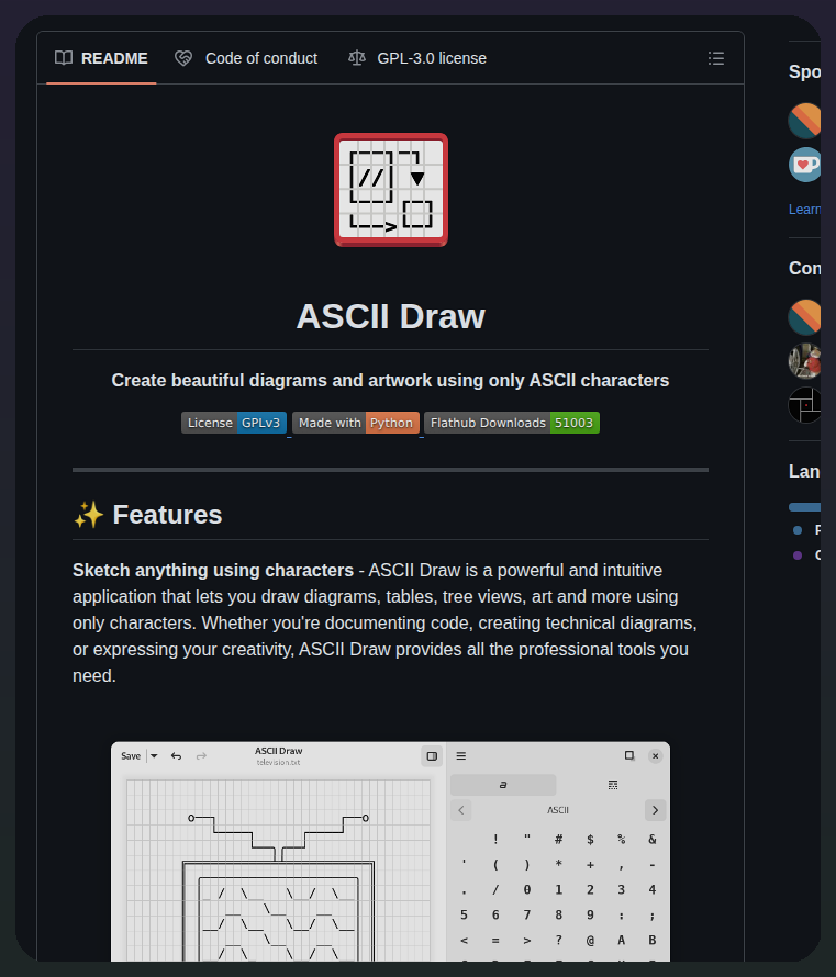 Nokse22 Ascii Draw screenshot