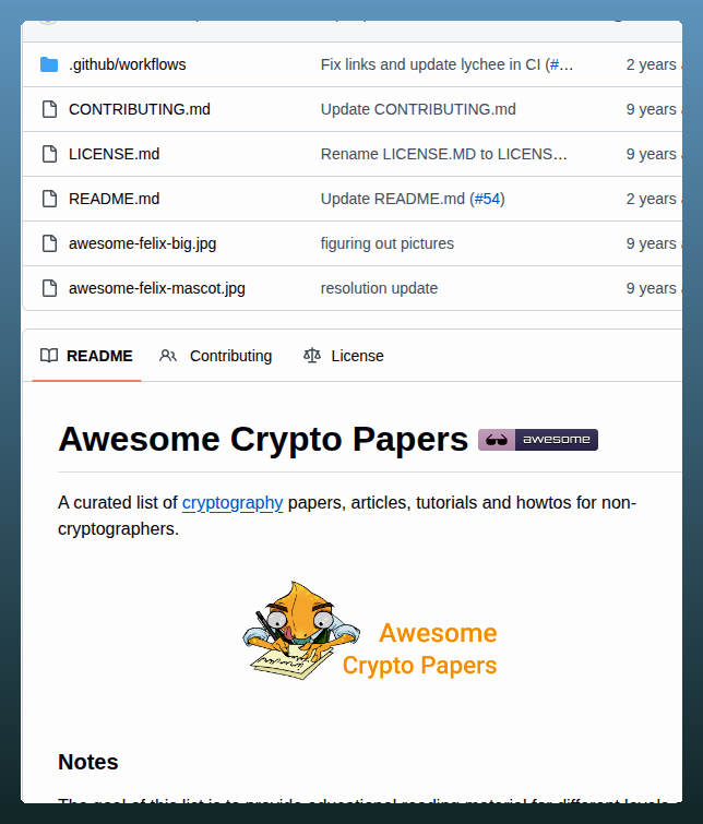 Pfarb Awesome Crypto Papers screenshot