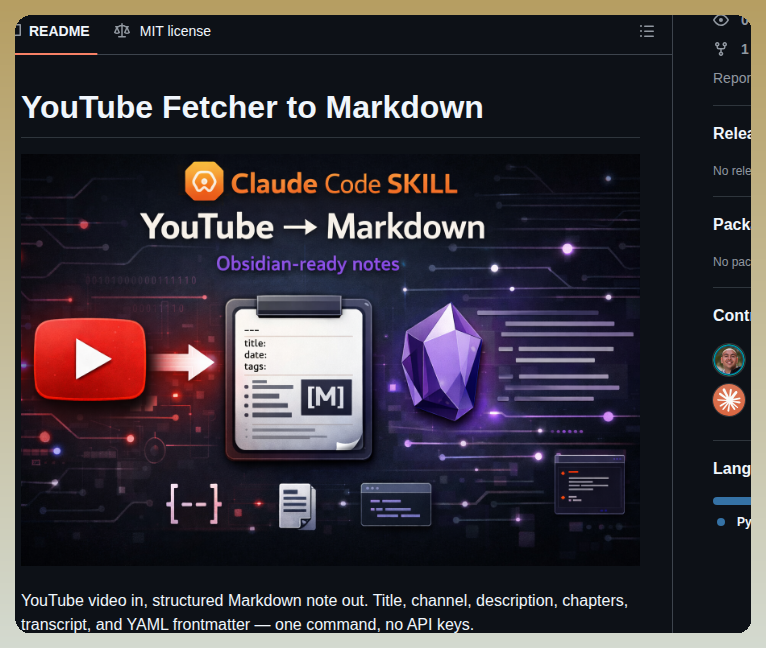 Jimmysadek Youtube Fetcher To Markdown screenshot