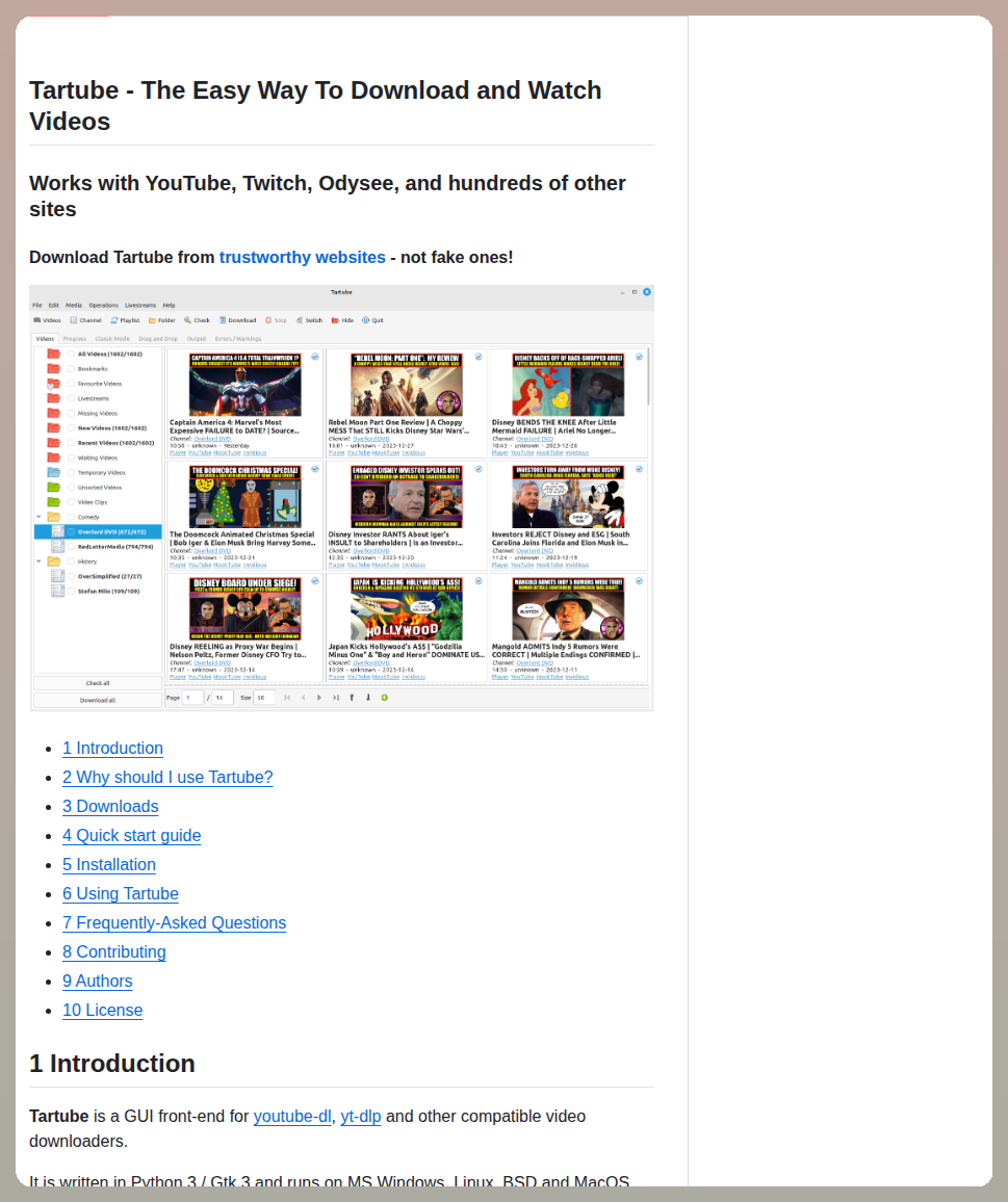 Axcore Tartube screenshot