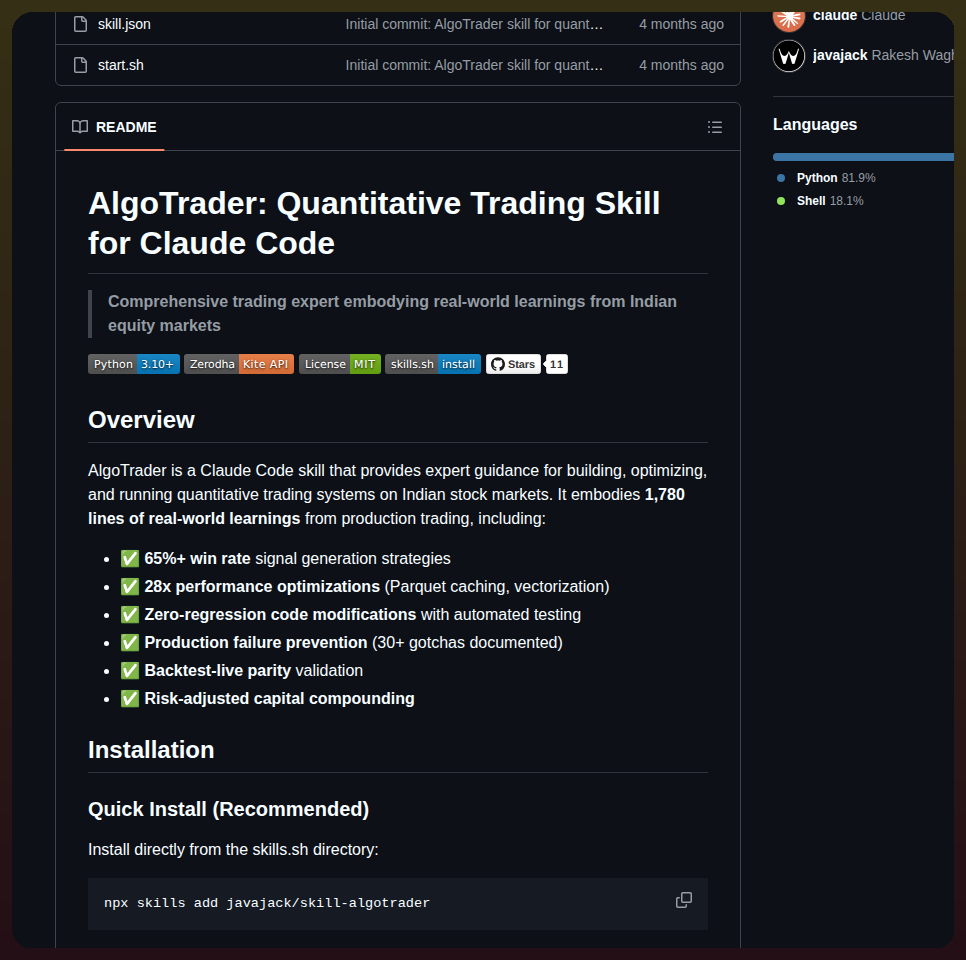 Javajack Skill Algotrader screenshot