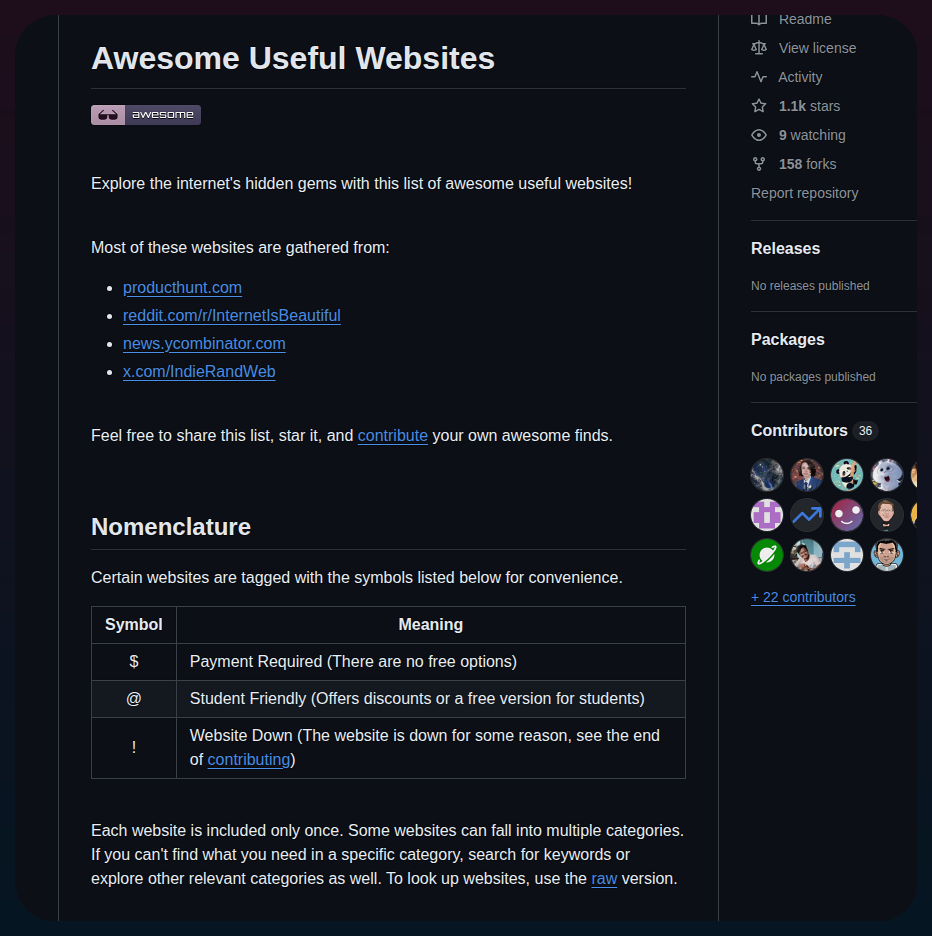 Atakanaltok Awesome Useful Websites screenshot