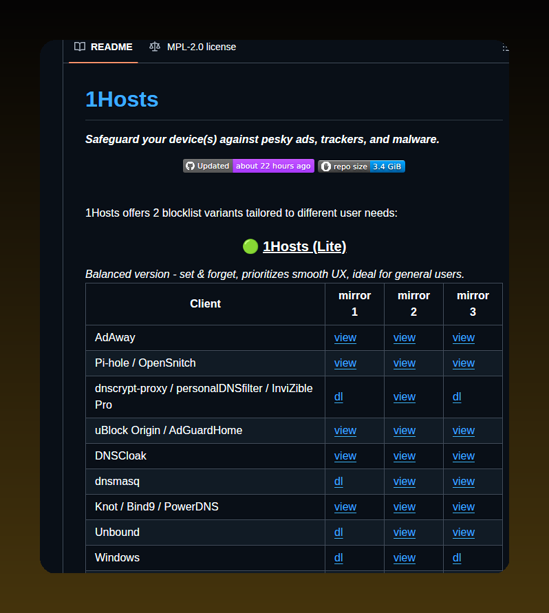 Badmojr 1hosts screenshot