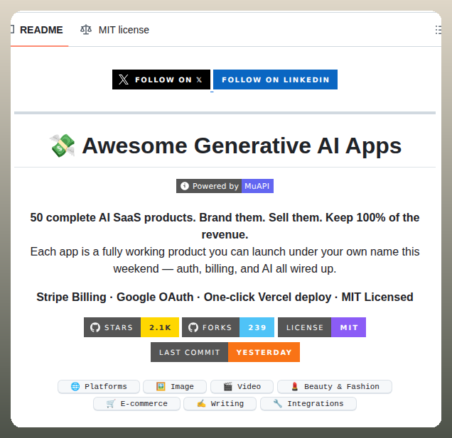 Anil Matcha Awesome Generative Ai Apps screenshot