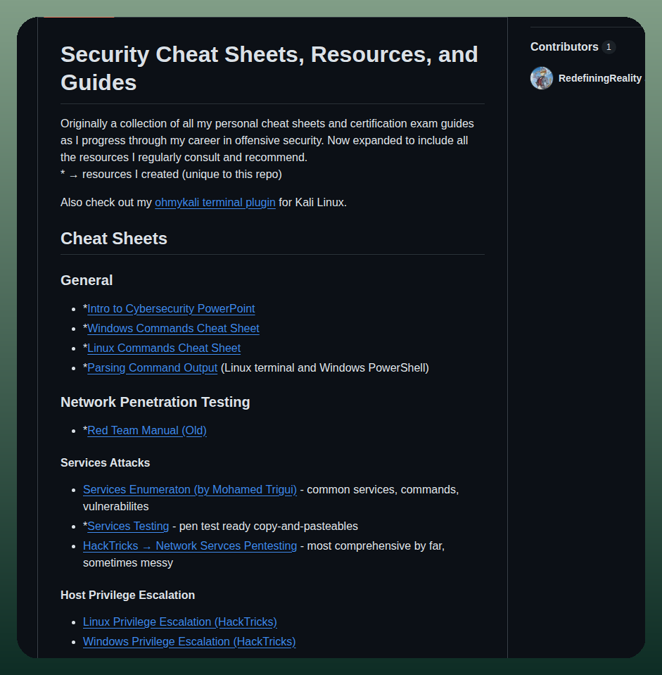 Redefiningreality Cheatsheets screenshot