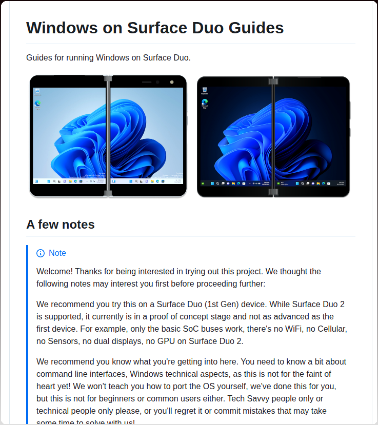 Woa Project Surfaceduo Guides screenshot