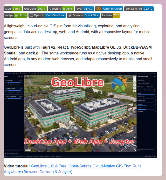 Opengeos Geolibre screenshot