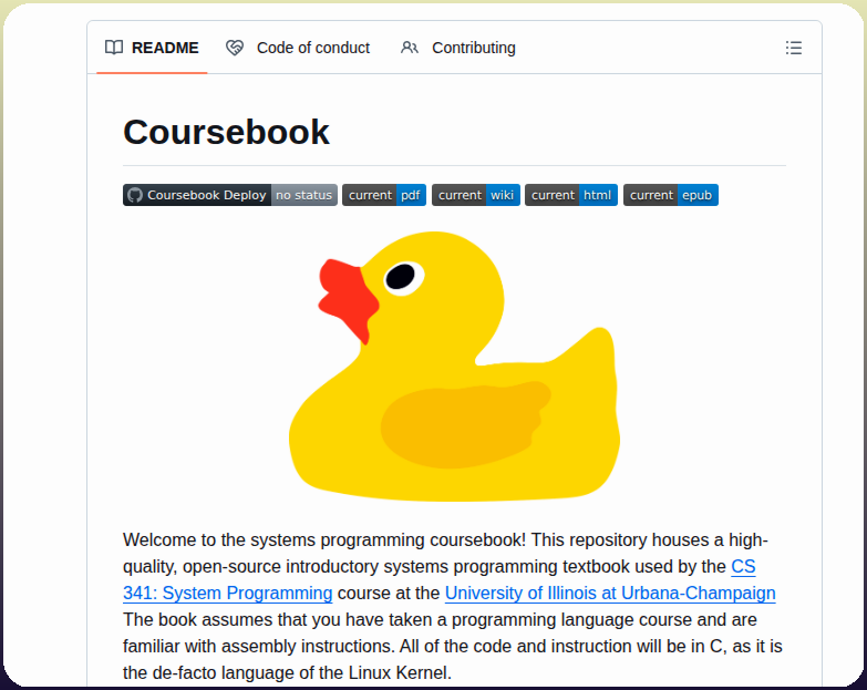 Cs341 Illinois Coursebook screenshot