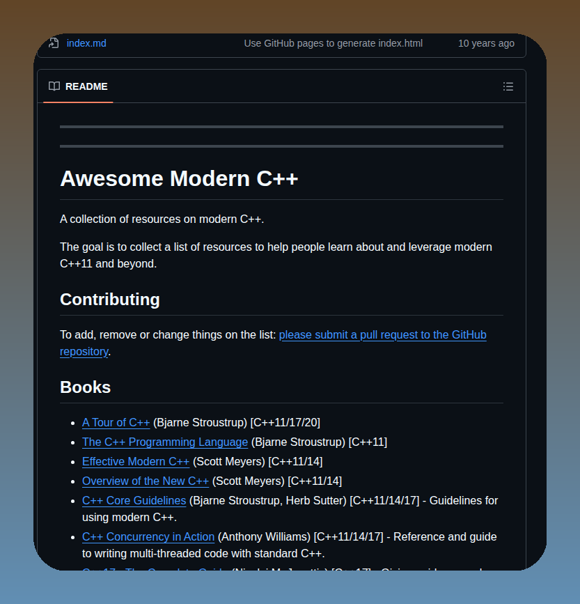 Rigtorp Awesome Modern Cpp screenshot
