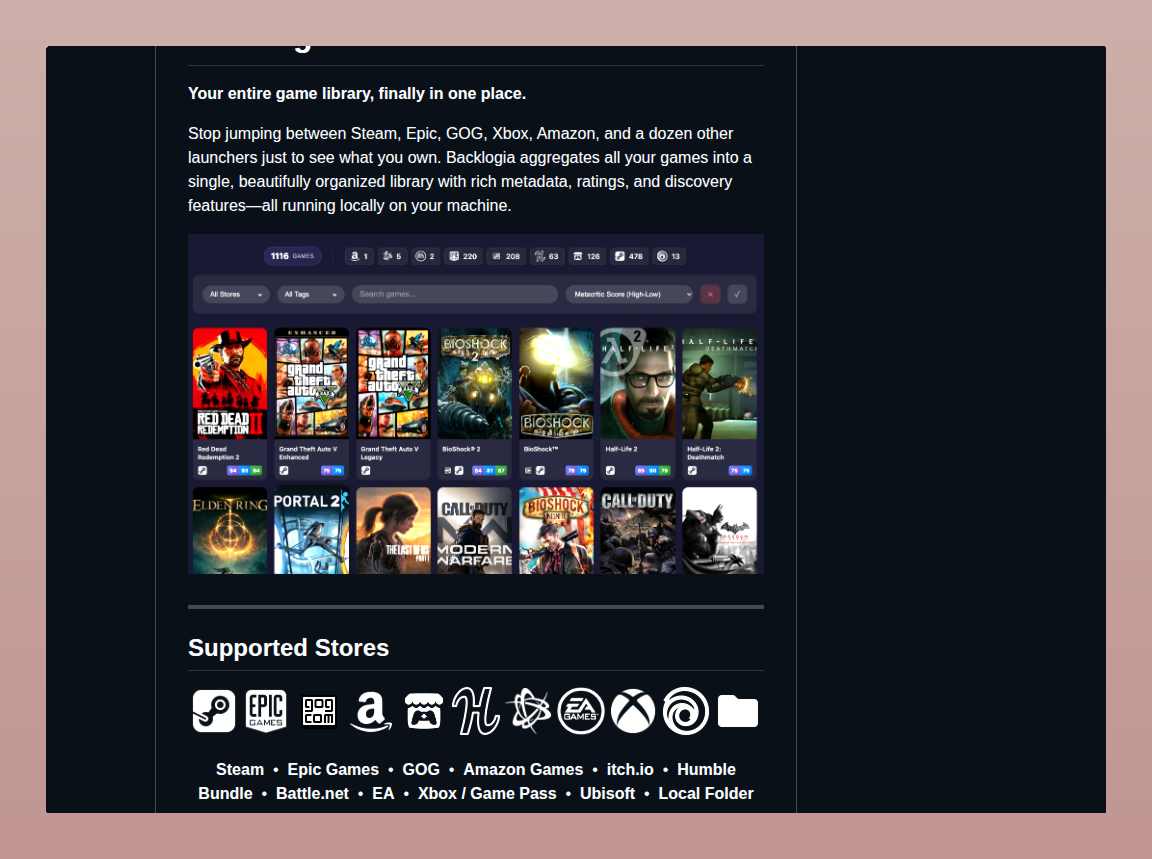 Sam1am Backlogia screenshot