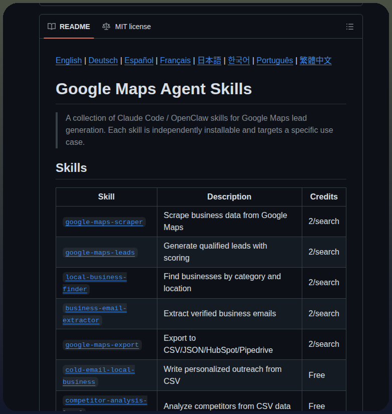 Gmapsscraper Google Maps Agent Skills screenshot