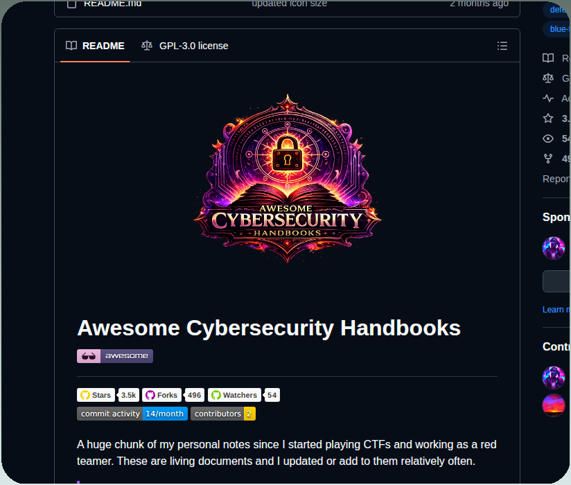 0xsyr0 Awesome Cybersecurity Handbooks screenshot