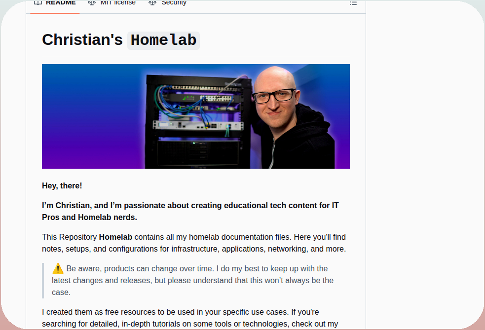 Christianlempa Homelab screenshot