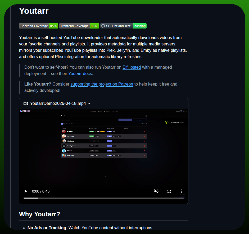 Dialmasterorg Youtarr screenshot