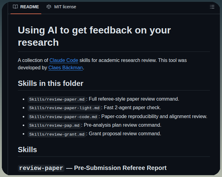 Claesbackman Ai Research Feedback screenshot