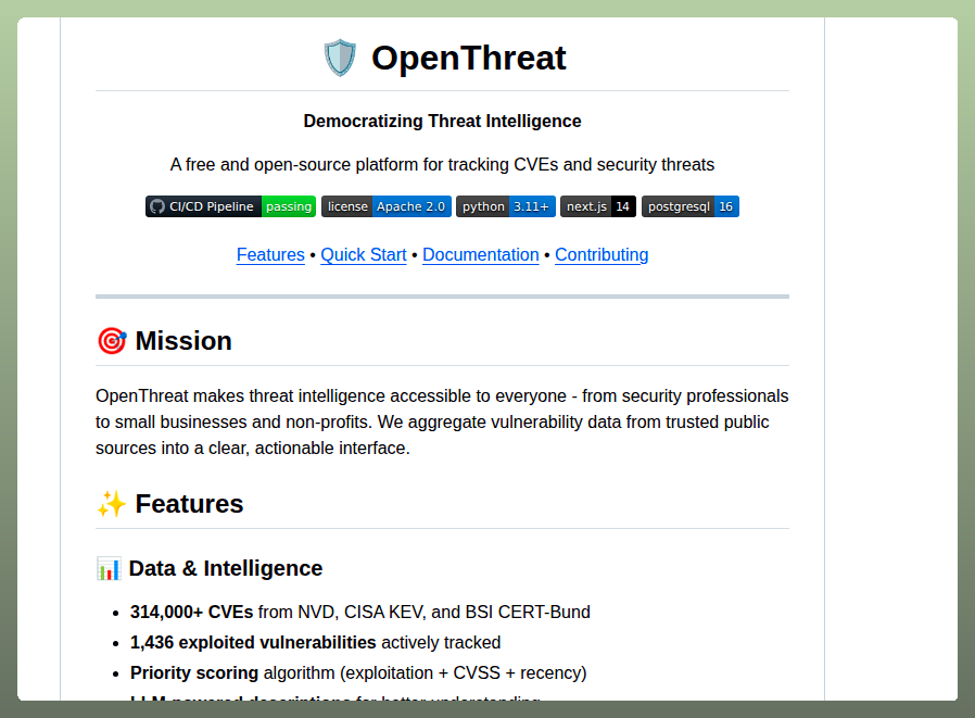 Hoodinformatik Openthreat screenshot