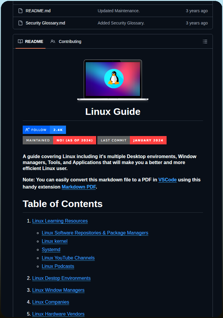 Mikeroyal Linux Guide screenshot