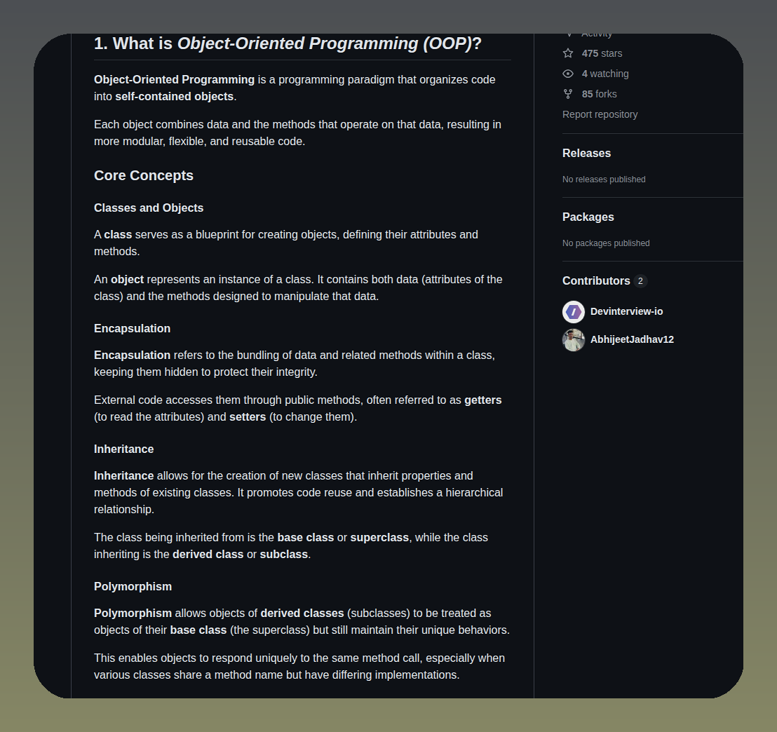 Devinterview Io Oop Interview Questions screenshot