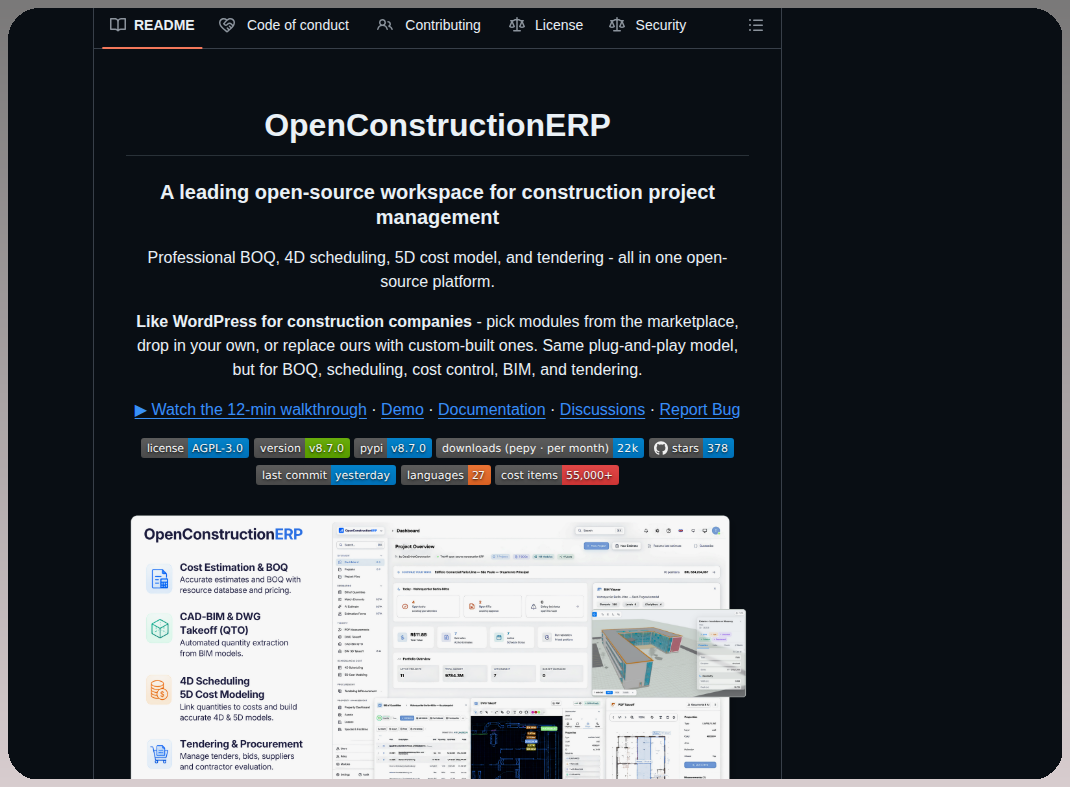 Datadrivenconstruction Openconstructionerp screenshot