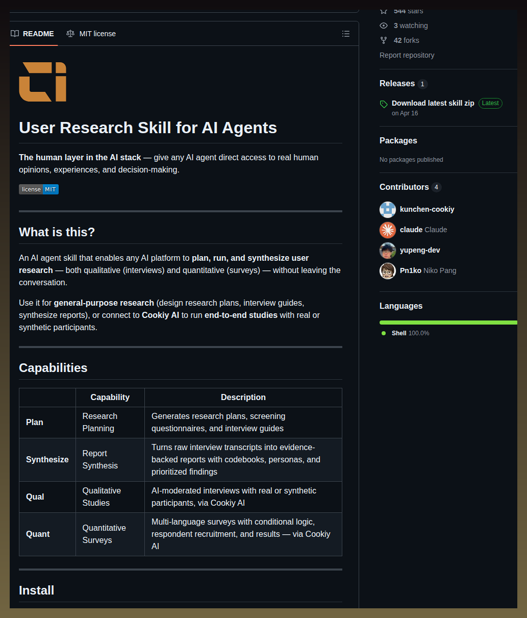 Cookiy Ai User Research Skill screenshot