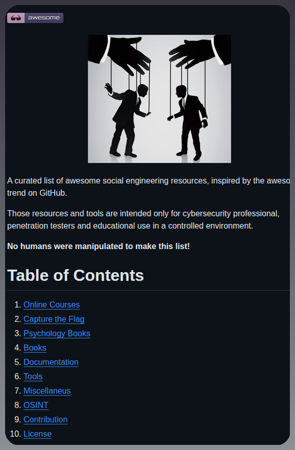 Giuliacassara Awesome Social Engineering screenshot