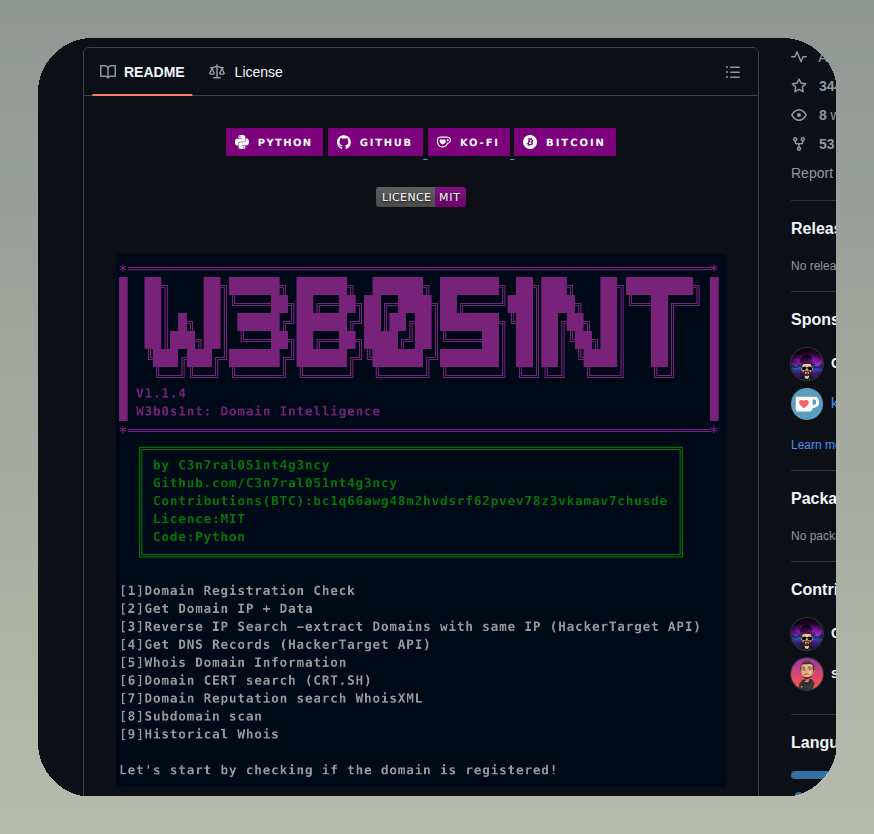 C3n7ral051nt4g3ncy Webosint screenshot