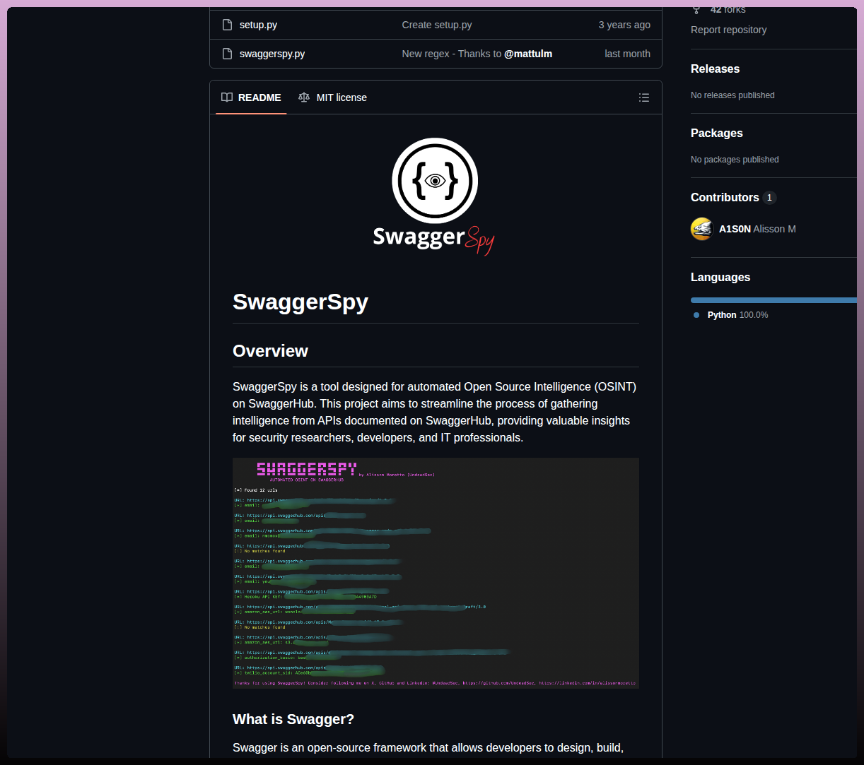 Undeadsec Swaggerspy screenshot