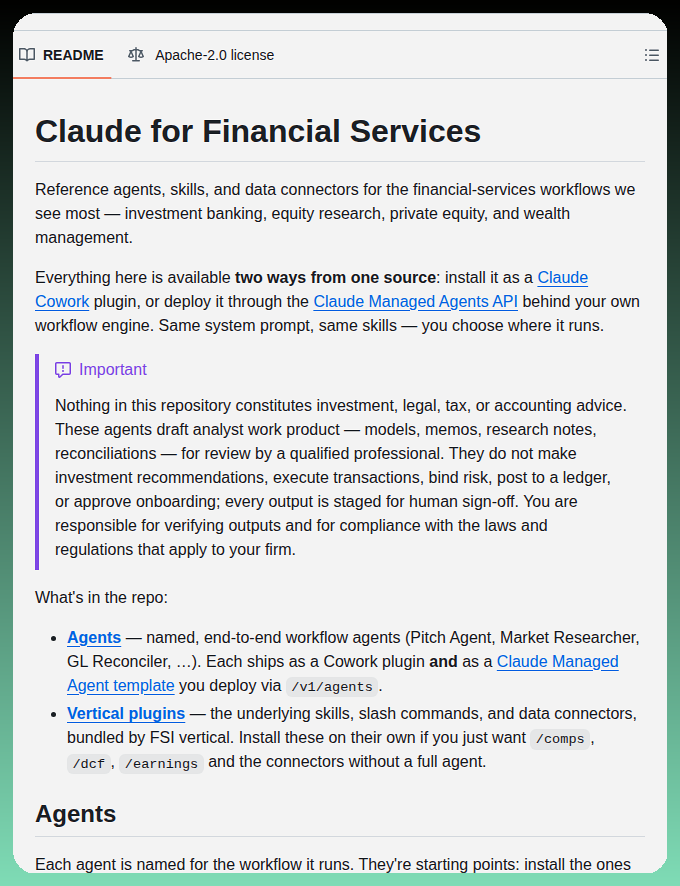 Anthropics Financial Services screenshot