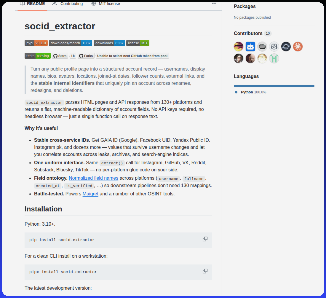 Soxoj Socid Extractor screenshot