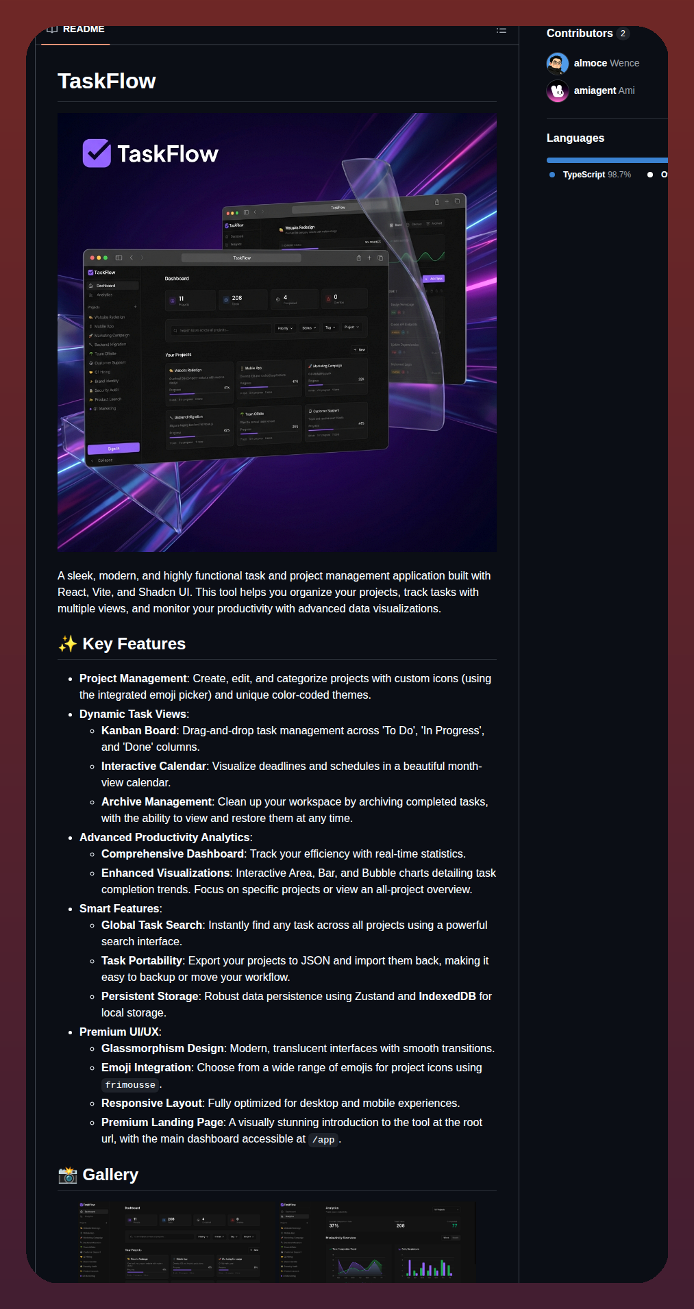 Almoce Taskflow screenshot