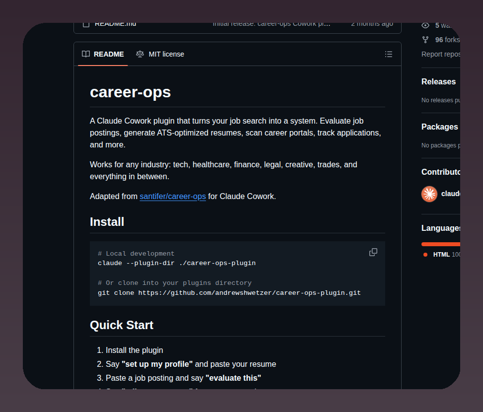 Andrew Shwetzer Career Ops Plugin screenshot