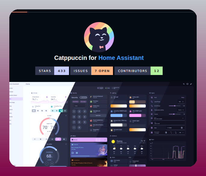 Catppuccin Home Assistant screenshot
