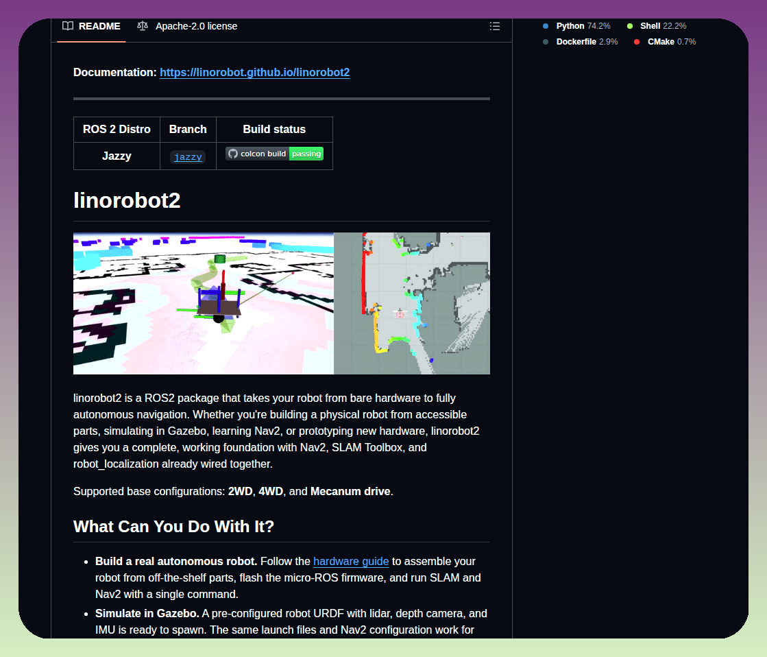Linorobot Linorobot2 screenshot