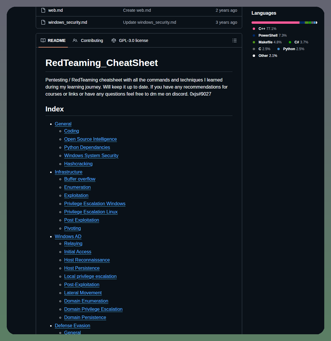 0xjs Redteaming_cheatsheet screenshot
