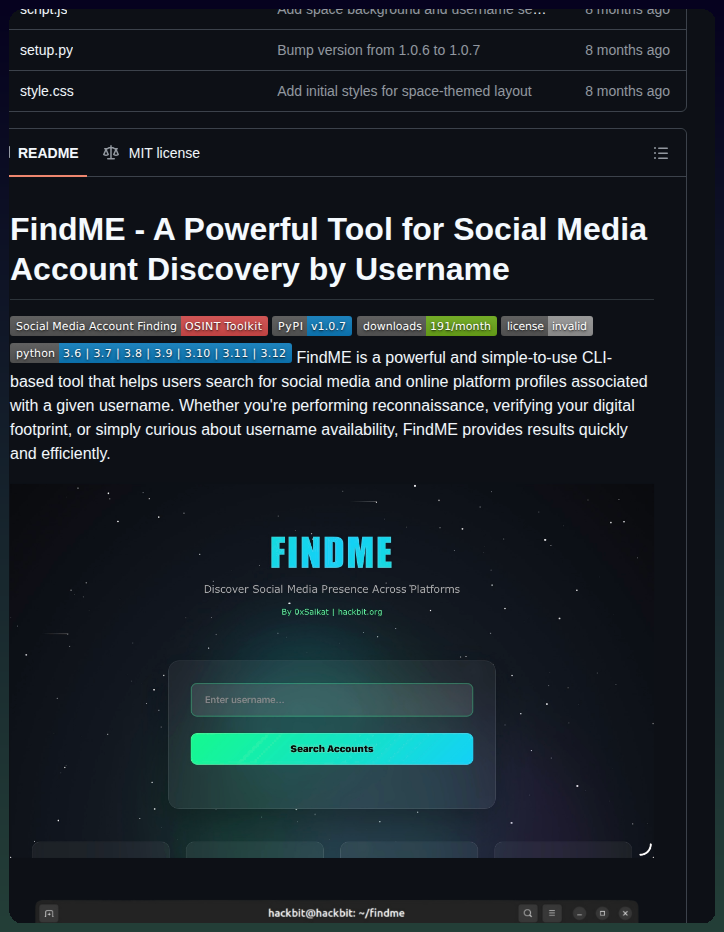 0xsaikat Findme screenshot