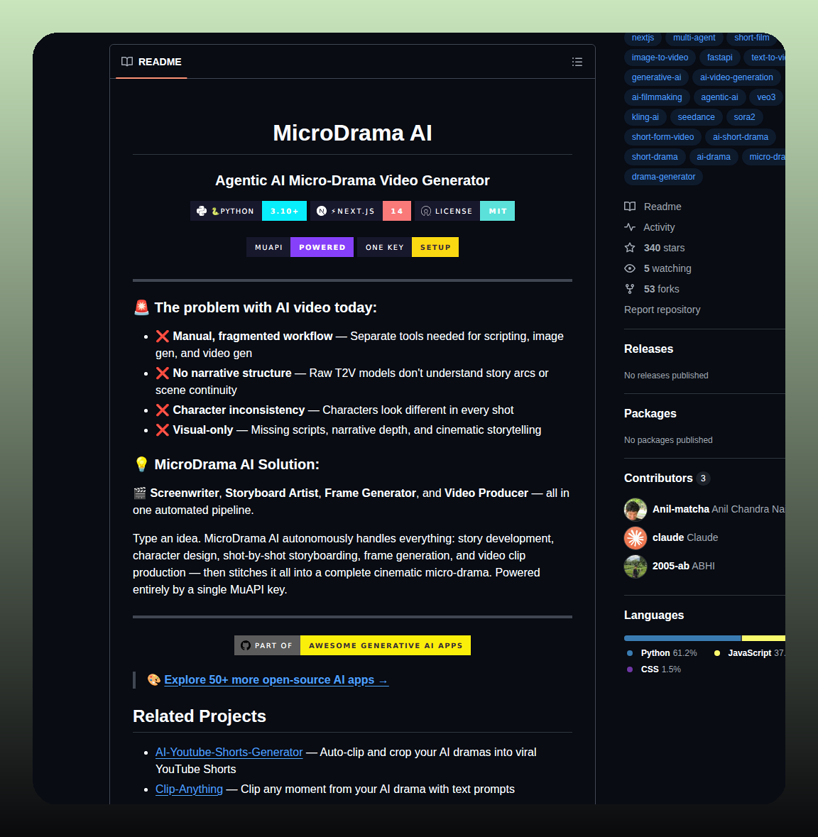 Anil Matcha Open Ai Micro Drama Generator screenshot