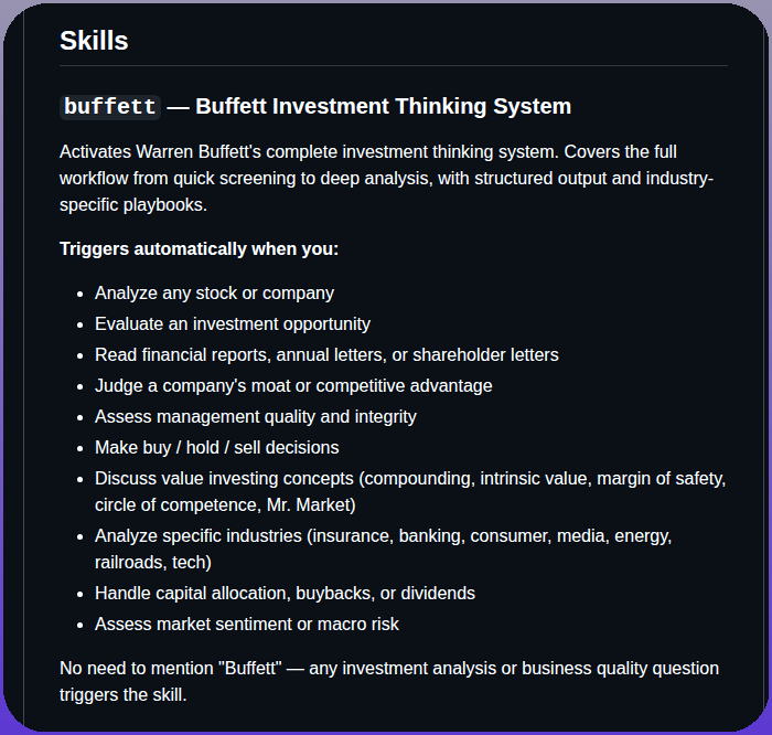 Agi Now Buffett Skills screenshot